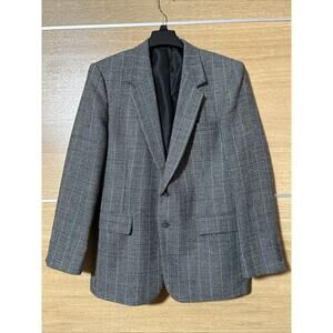 Vintage Gallery by Haggar Tweed 100% Wool Blazer Men's Sz 42 Gray Plaid USA